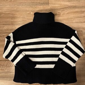 Quince navy and white striped turtleneck sweater small. Organic cotton.